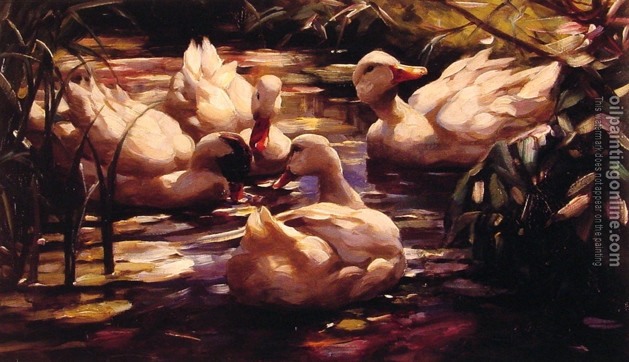 Alexander Koester - Ducks in a Forest Pond